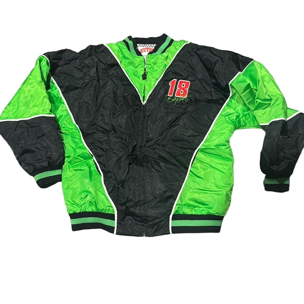 Nutmeg NASCAR Bobby Labonte #18 Racing Jacket Black Green Vintage SIZE L